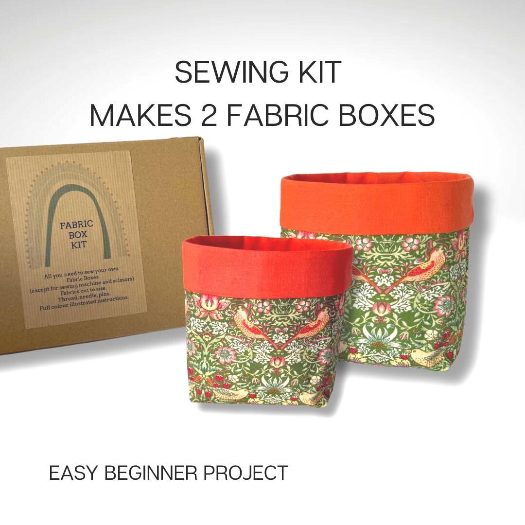 Fabric Box Sewing Kit, Beginner Craft Project With Tutorial - Etsy