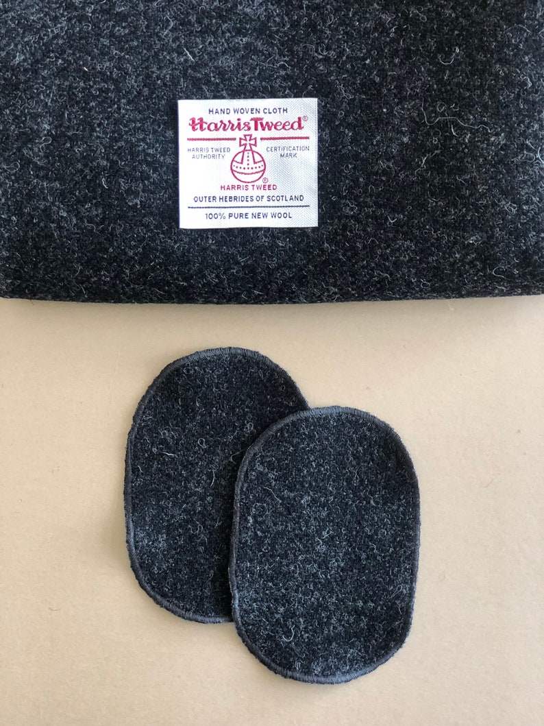 Harris Tweed® Elbow Patches, Jacket Elbow Patch, Repair Patch, Sew on Patches, Handmade Mending Patches, Sweater Repair Charcoal