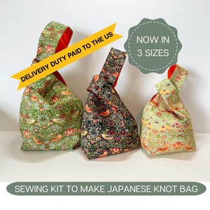 Japanese Knot Bag Sewing Kit for beginner Learn to sew, Craft Gifts, Sewing project easy, Sewing tutorial