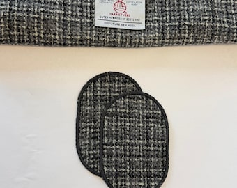 Grey Check Harris Tweed Elbow Patches: Mending Repair Sew-on Patches