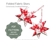 Scandinavian Folded Fabric Star Digital Pattern, Christmas decoration Tutorial, Christmas Craft Pattern, DIY Folded Fabric Star Template