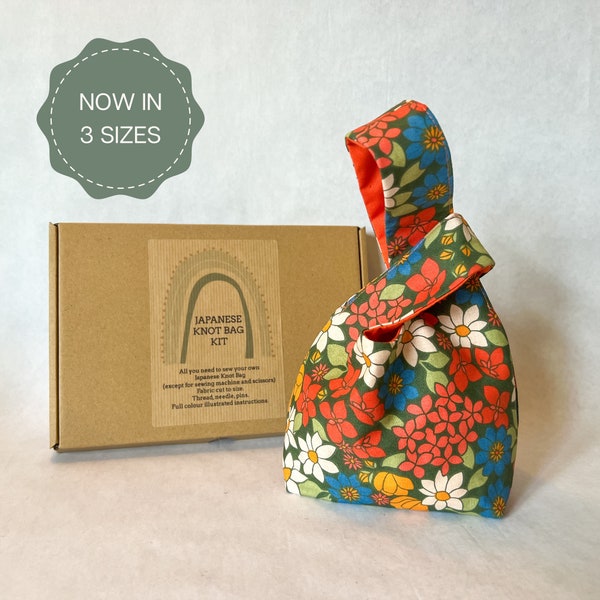 Bag Sewing Kit Beginner, Make a Japanese Knot Bag, Learn to sew, Sew your own craft project, Sewing tutorial.