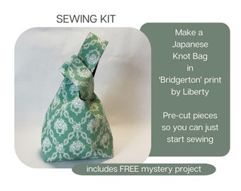 Sewing Kit to make a Japanese Knot Bag in Liberty Tana Lawn 'Bridgerton' Print, DIY Craft Project.
