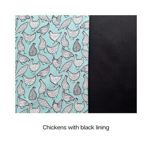 Japanese Knot Bag Sewing Kit Beginner: DIY Craft Project Chickens/Black
