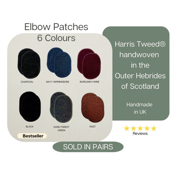 Elbow Patches in Harris Tweed®, Jacket Elbow Patch, Repair Patch, Sew on Patches, Handmade Mending Patches, Sweater Repair