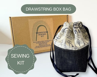 Beginner Sewing Kit, Boxed Drawstring Bag, DIY Craft Project