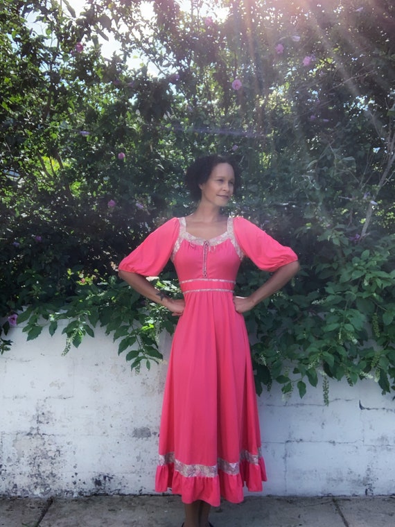 70s Jody T of California coral and floral maxi dre