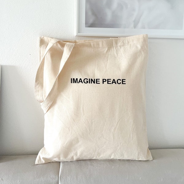 Jutebeutel, Stofftasche, 100% Baumwolle, Einkaufstasche, Shopper, DIY, x etsy style, Safe the World, no Plastik, imagine Peace, Frieden,