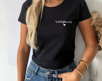 Vinofriends T-Shirt Damen,100% Baumwolle, Fear Wear Organic,Vino, Wein, Weinfreunde Geschenkidee Freundin JGA Junggesellinenabschied