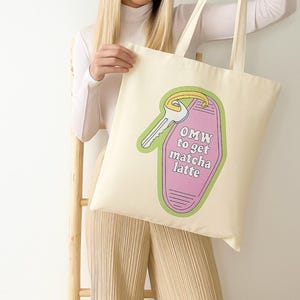 Jute bag, tote bag, 100% cotton, boho, indie, hippie, shopping bag, matcha, iced latte, birthday gift, minimalist, jute