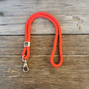 langes Schlüsselband, Schlüsselanhänger lang, aus Tauseil, mit  Edelstahl Zwischenstück, PPM Seil, orange