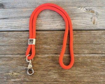 langes Schlüsselband, Schlüsselanhänger lang, aus Tauseil, mit  Edelstahl Zwischenstück, PPM Seil, orange