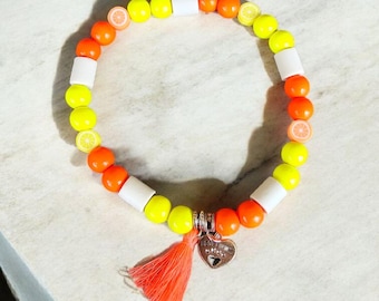 EM ceramic dog chain, dog necklace, jewelry collar for dogs, bracelet, neon orange, neon yellow,