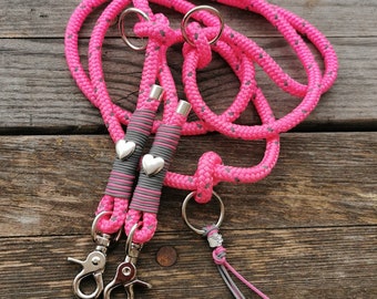 reflective rope leash, 10 mm, dog leash, lead, 3-way adjustable, dog accessories, PPM rope, dog rope, NEON PINK