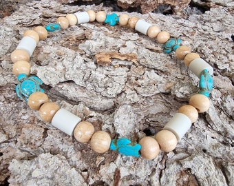EM ceramic collar for dog, jewelry chain for dog, turtles turquoise