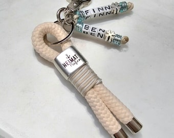 personalized keychain, lanyard with name chain, natural white