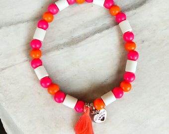 EM ceramic dog chain, dog necklace, jewelry collar for dogs, bracelet, neon orange, neon pink