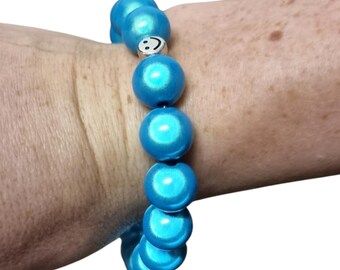 Miracle Bead Bracelet 10 mm beads, elastic, turquoise