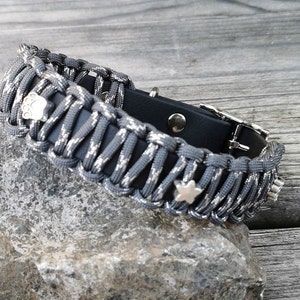 Collare in paracord Biothane, collare per cani in antracite/nero/argento con fibbia, regolabile in 5 direzioni, accessori per cani