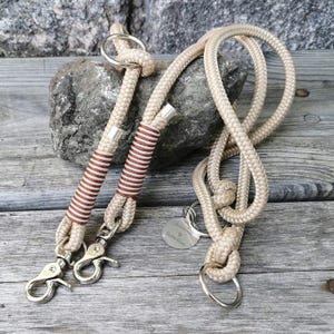Tauleine, Hundeleine in Beige,  PPM Seil, 3- fach verstellbar, Führleine, Hundeaccessoires