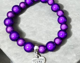 Miracle Bead Bracelet 10 mm beads, elastic, purple