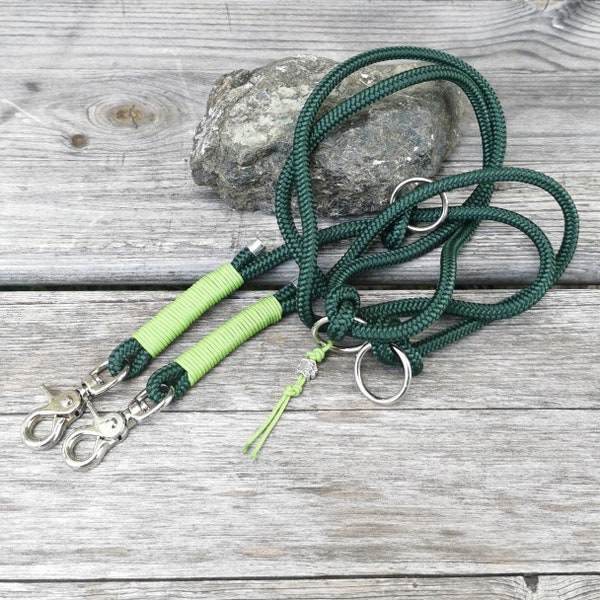Tauleine, dog leash, lead, 3-way adjustable, dog accessories, PPM rope, dog rope, shoulder leash, green