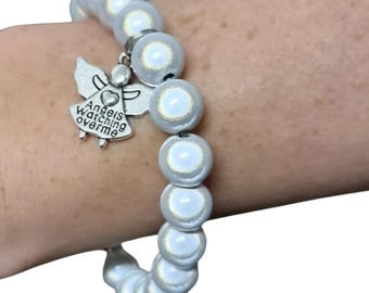 Miracle Bead Bracelet 10 mm beads, elastic, white