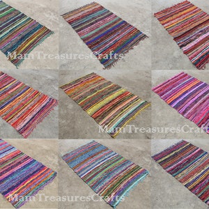 Large Chindi Rug Area Rag Rug Bohemian Indian Cotton Carpet Floor Décor Rag Colorful Cotton Rug Living Room Rug Bathroom Rug Throw Rag Rugs