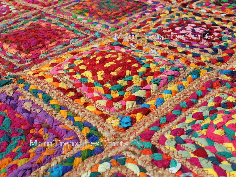 2X3 Foot Colorful Area Rug Braided Rag Rug Floor Rug Rectangle Etsy