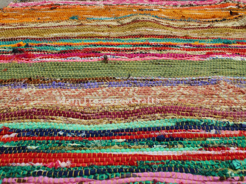 4X6 Yellow Rug Indian Rug Hand Woven Chindi Floor Mat Rectangular Area