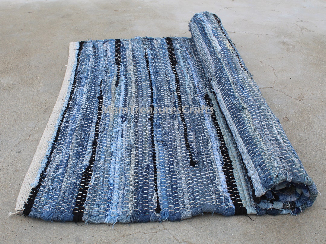 Floor Rag Color Chindi Rug Runner Floor Rug Denim Chindi Rag Rug Indian - Etsy