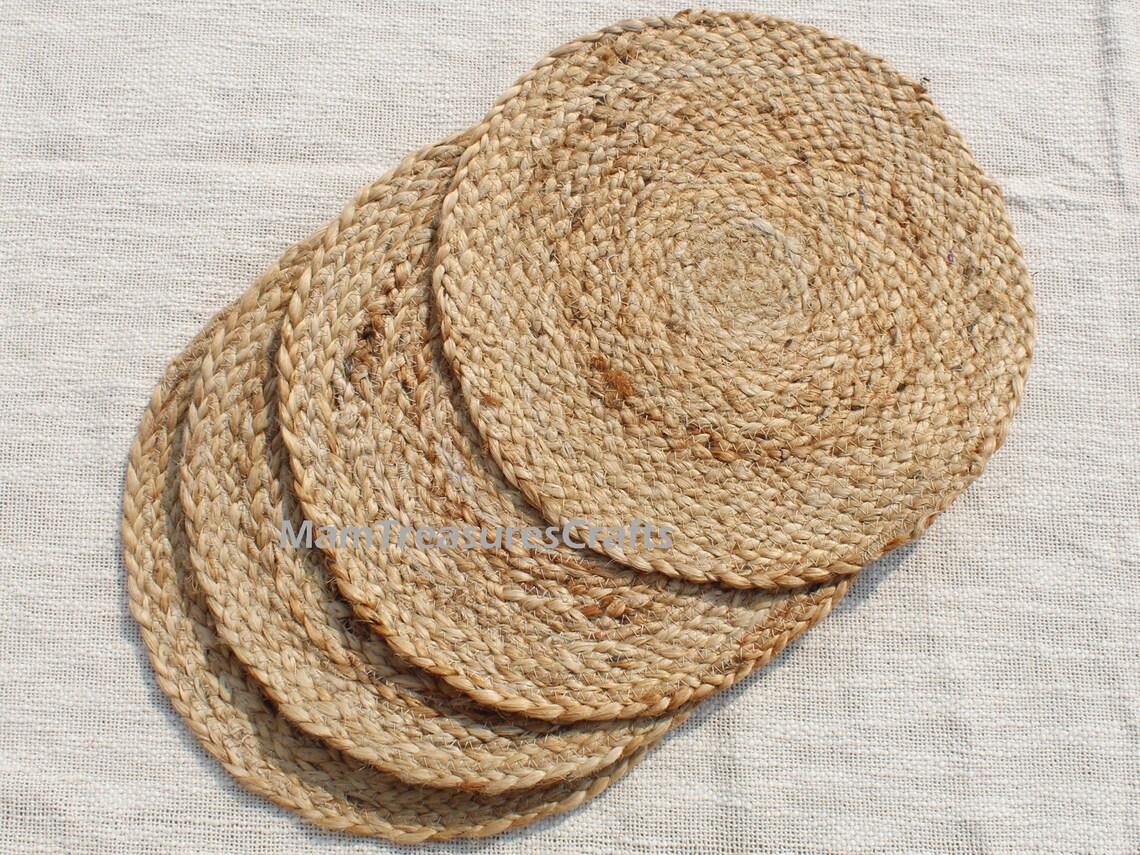 Handmade Jute Placemat 12 Inch Round Rustic Jute Placemats Etsy