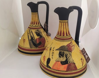 Greek mythology amphora 14cm and 17cm, greek jar,Dionysus, Aphrodity, Athena, Apollo, Hermes, Artemis ancient Gods