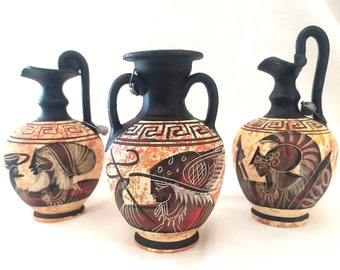 Amphora 16cm, Greek mythology, Dionysus, Hermes, Athena, ancient Gods