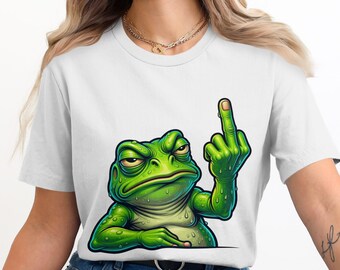Grumpy Frog Middle Finger T-Shirt, Sarcastic Frog Hoodie, Funny Sweatshirt, Rude Frog Tee, Edgy Animal Graphic Sweatshirt, Humorous Gift for