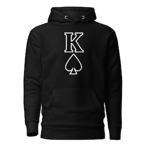 Moletom com capuz King of Spades | Moletom com estampa de pôquer | Pulôver gráfico unissex | Blusa com capuz estilo cassino | Presente para jogadores de cartas