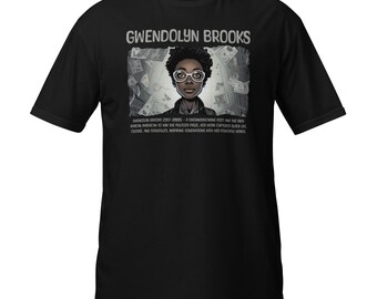 Puede incluir: Ilustración en blanco y negro de Gwendolyn Brooks, una poeta innovadora y la primera afroamericana en ganar el Premio Pulitzer. Su obra capturó la cultura y las luchas de los negros, inspirando a generaciones con sus poderosas palabras.