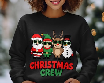 Christmas Crew Shirt, Cool Holiday Squad Sweatshirt, Cute Santa Elf Reindeer Hoodie, Matching Family Christmas Tee, Fun Winter Graphic