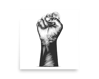 Erhöhte Faust Poster: Schwarzes Power Symbol Kunstdruck