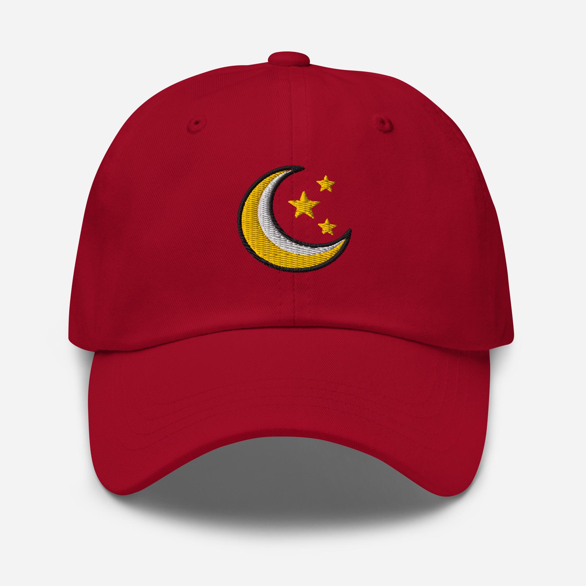 Crescent Moon and Stars Dad Hat – Minimalist Celestial Embroidered 