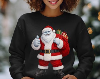Yeti Santa Claus Shirt, Funny Abominable Snowman Christmas Sweatshirt, Cute Bigfoot Holiday Graphic Tee, Cozy Winter Hoodie, Fun Xmas Gift