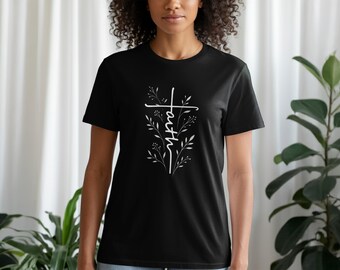 Faith Cross T-Shirt, Christian Sweatshirt, Religious Hoodie, Inspirational Tank Top, Faith Over Fear Gift