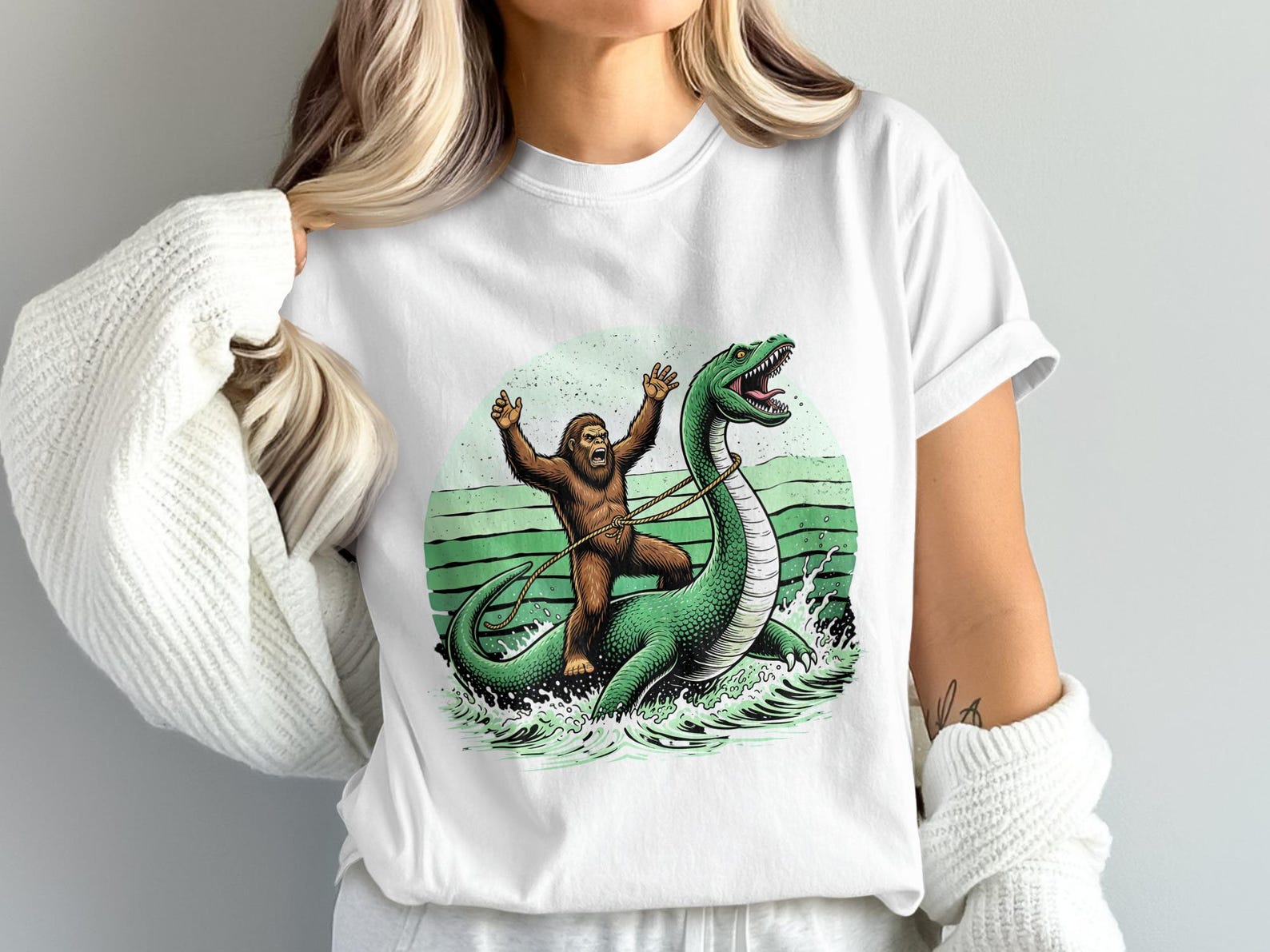 Sasquatch Riding Zebra Bigfoot Riding Loch Ness Monster Clipart, Funny Cryptid Digital Art ...