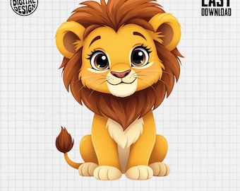 Baby Lion Clipart, Cute Baby Animal Clipart, Baby Nursery Clipart, Jungle Safari, Baby Shower Clipart, Baby Lion Png