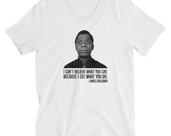 James Baldwin Quote V-Neck T-Shirt - Black History