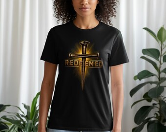 Redeemed Christian Faith Cross T-Shirt | Nail Cross Spiritual Hoodie Sweatshirt Tank Top | Inspirational Religious Apparel Gift