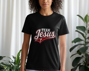チーム・ジーザスTシャツ、クリスチャンTシャツ、信仰パーカー、宗教的スウェットシャツ、十字架デザイン、ヴィンテージクリスチャンアパレル（男性用・女性用）