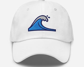 Ocean Wave Embroidered Dad Hat | Minimalist Beach Life Cap | Surfer Gift | Unisex Adjustable Hat