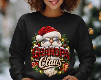 Grandpa Claus Shirt, Plaid Santa Hoodie, Christmas Sweatshirt, Holiday Family Matching Clothes, Gift for Grandpa, Buffalo Plaid Claus Tee