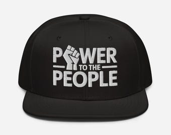 Bestickte Power to the People Snapback Kappe aus Bio-Baumwolle
